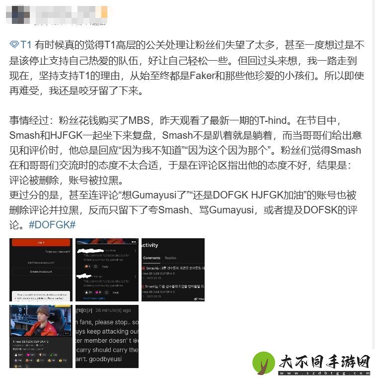 T1粉丝怒斥Smash复盘态度不端正