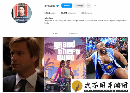 约翰·塞纳分享GTA6海报 玩家：暗示自己会参与游戏？