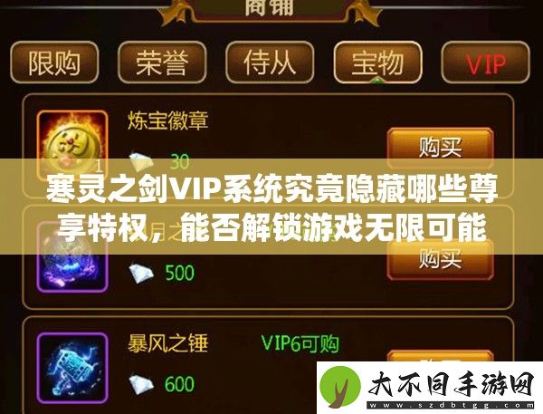 寒灵之剑VIP系统究竟隐藏哪些尊享特权