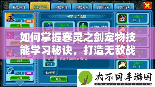 如何掌握寒灵之剑宠物技能学习秘诀
