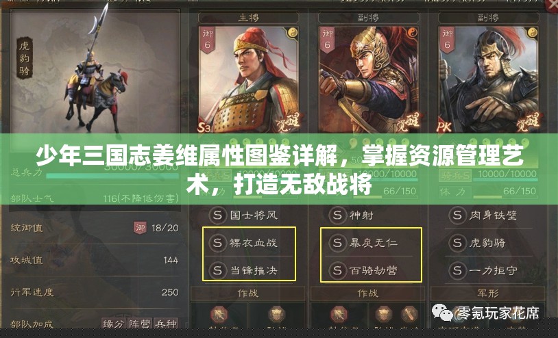 少年三国志姜维角色属性图鉴及无敌战将培养攻略